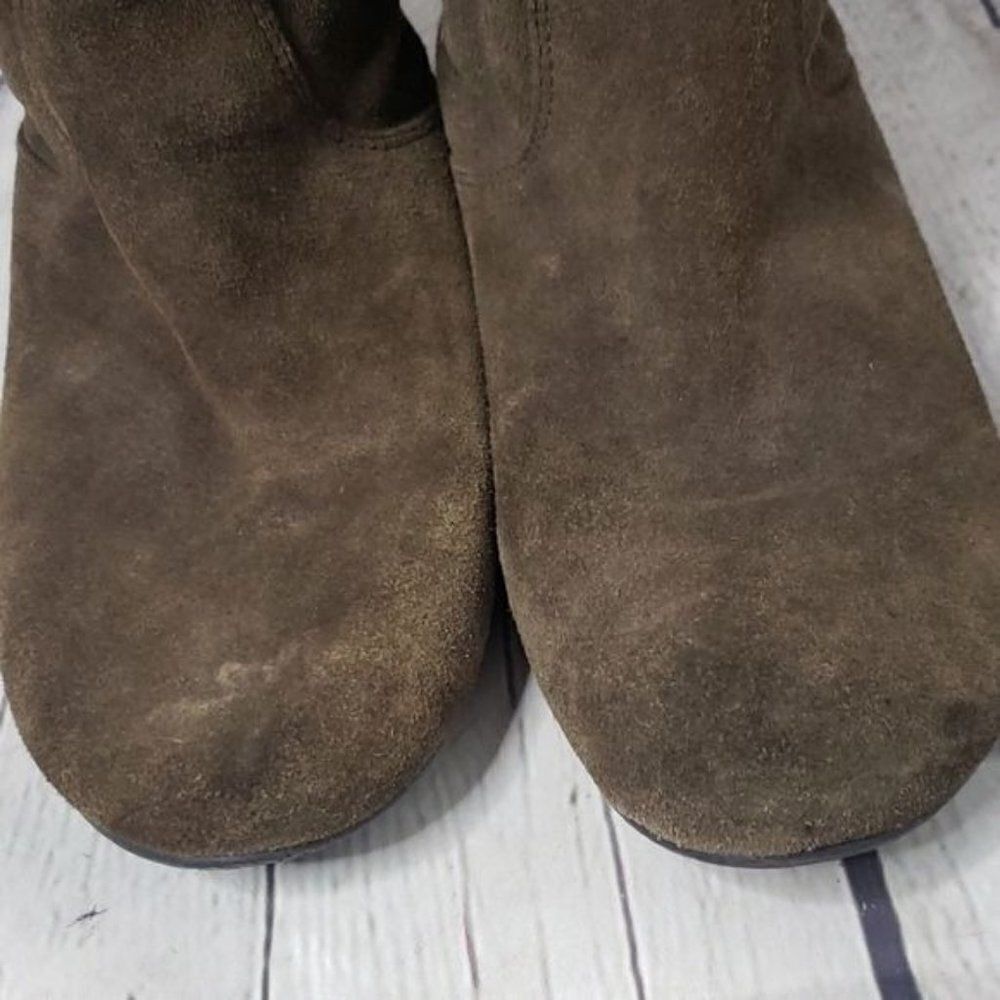 Y2K Vintage Boho Brown Suede Flat Knee High Boots Bakers - Picture 8 of 9